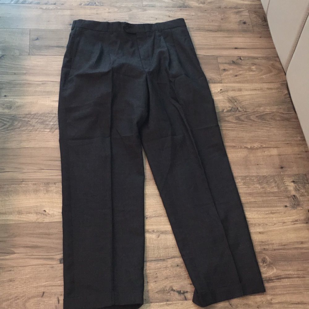 Deansgate Gray wool pleated cuff dress business working man pants 34